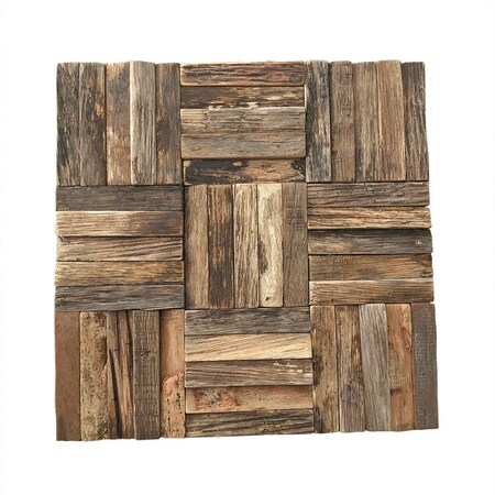 Ekena Millwork Weave Boat Wood Mosaic Wall Tile, Natural Finish, 11 7/8"W x 11 7/8"H x 1/2"P WPW12X12WVMENA